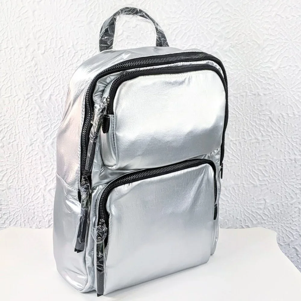 Urban Expressions Braxton High Shine Backpack - Silver